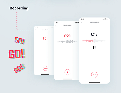Mobile app UI: Recording app design inspiration media mob mobile recording social sound ui ux voice