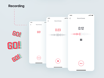 Mobile app UI: Recording app design inspiration media mob mobile recording social sound ui ux voice