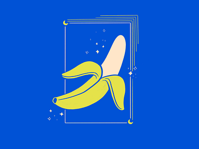 Banana in the dark banana fruit illustration moon stars