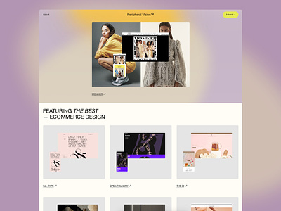 Peripheral Vision Homepage awards ecommerce gallery responsive design shopify squarespace
