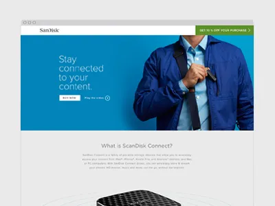 SanDisk Connect art direction bold colors character mobile responsive design sandisk