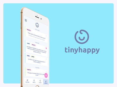 Tinyhappy app and identity app branding design ui ux