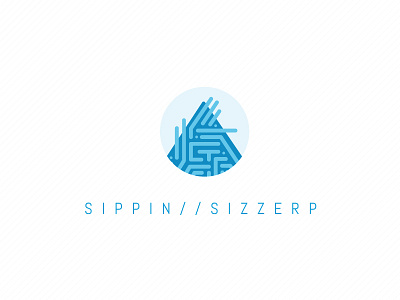 Sizzerp blue branding circle circuit climbing logo mountain