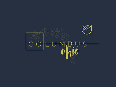 Columbus, Ohio columbus flower gold illustration leaves ohio wreath