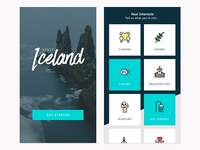 Daily UI, Day #5: Tourism architecture church fishing hiking iceland icon illustration list material design museum tourism turkey