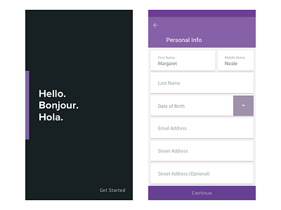 Intro & Form Fields bold form form fields material design purple ui