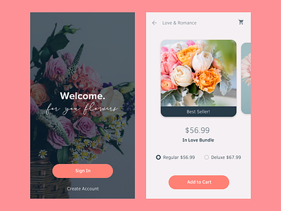 5 Days, 5 Designs: Day 1 flowers material design pink product view sign in ui