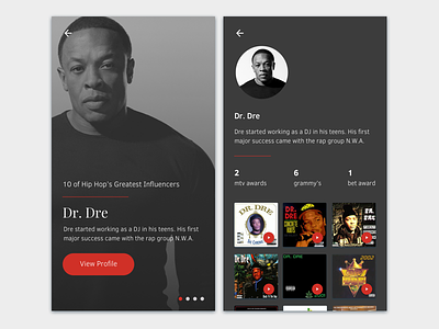 Daily UI #006 100dayschallenge dailyui dailyui006 dr dre material music profile
