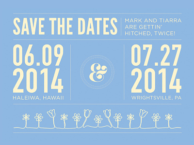 Save the Date ampersand beach blue circles drawing hawaii illustration line save the date stacked type