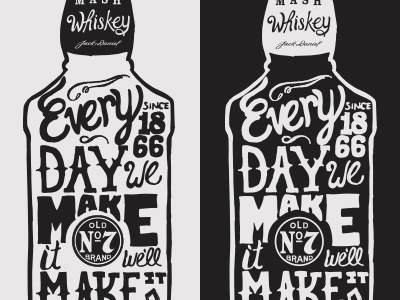 Whiskey Bottle Outline design hand drawn type