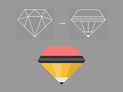 Pencil Diamond (Progress) diamond flat design grid