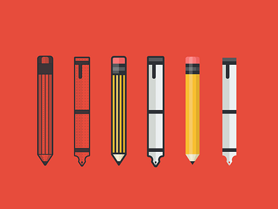 Pens flat illustration pen pencil texture