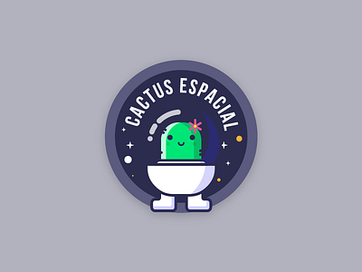 Cactus espacial badge cactus insignia space space character vector