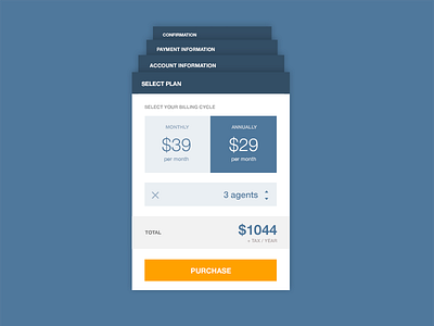 Plan Selection & Payment Flow Concept agents annually billing concept cycle monthly payment plan selection total