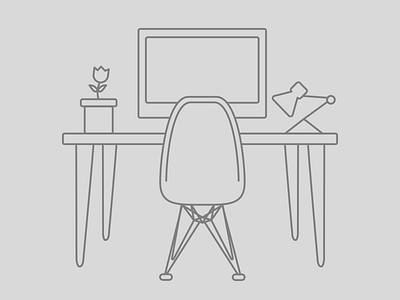 Designer Desk chair designer desk line line art lineart screen