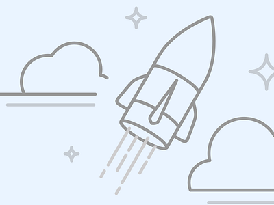 Lift off clouds concept illustration rocket stars