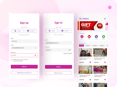 Gift Shop-Ecommerce App cart design ecommerce sign in sign up ui ux design