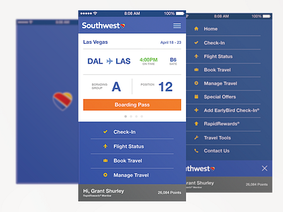 Southwest Airlines App app app design design ios iphone southwest ui ux