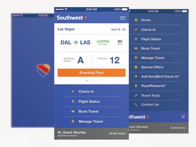 Southwest Airlines App by Grant Shurley on Dribbble