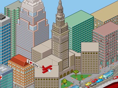 Pixel-art Cleveland city pixel art