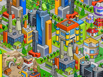 Pixel City city game games isometric pixel art
