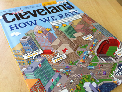 Cleveland Magazine cover city isometric pixel art