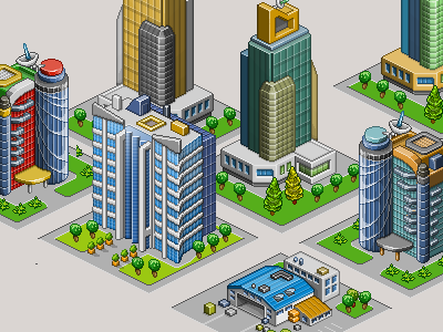 Isometric Pixel-art buildings