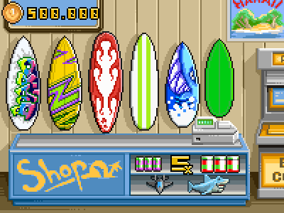 Surfing Tsunami Shop game pixel art pixel art
