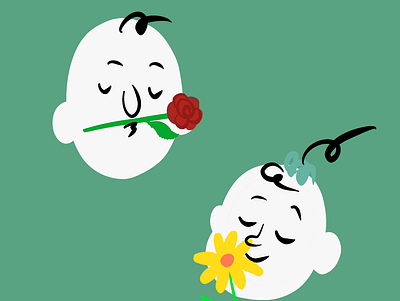 flowers under noses design flat illustration