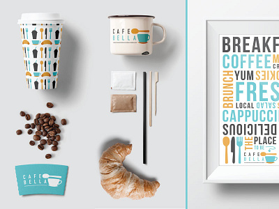 Cafe Bella Coffee Shop branding cafe coffee coffee shop design food illustration mock up packaging