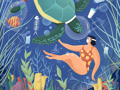 Ocean and epidemic design illustration 海洋 环境保护 疫情