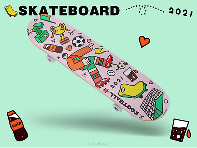 Fun skateboard design illustration ui vector