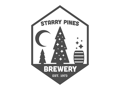 Starry Pines Brewery badge branded branding brewery brewery branding design flat icon logo minimal outdoor outdoor badge stars vector