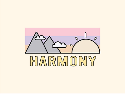 Harmony - Everyday #6 branded branding clouds design flat harmony icon illustration letter minimal mountains outdoor peace sunset vector