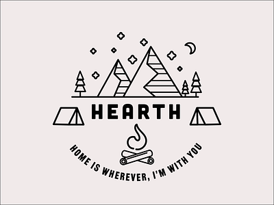 Hearth branding camping design flat hearth home icon lineart logo minimal moon mountain outdoor stars vector
