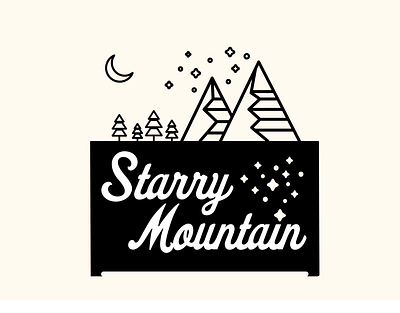 Starry Mountain branding camping design flat graphic design icon logo minimal mountain night nighttime outdoor outdoors skiing trees vector