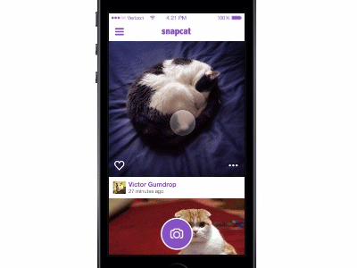 Snapcat debut framer framerjs mobile app photo app prototype
