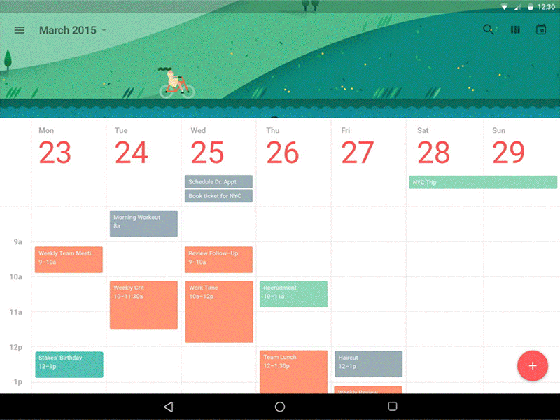 Material Calendar Prototype android calendar framer framer.js google material design motion prototype tablet