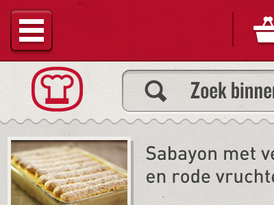 Vier app button cooking icon menu button mobile recipes search ui vier