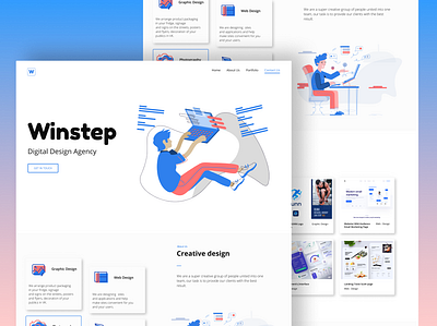 UX design "Winstep" landing page design minimal ux