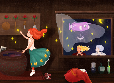 illustration | Magic workshop children illustration girl illustration magic witch