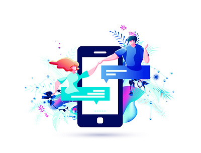 Keep in touch online via phone conversation date design help illustration in touch online online marketing online store phone phone app sms marketing support vector