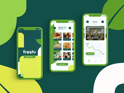 Freshi App Design app branding coursera finder fresh healthy map ui ux veg vegetarian veggie