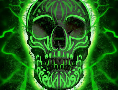 Skull Pinstripe Haze aarondrongstudios collageart design digital painting image manipulation procreate surealism surreal art