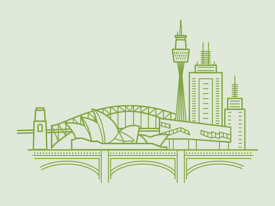 AU Business Page Illustration australia centrepoint tower harbor bridge melbourne sydney opera house