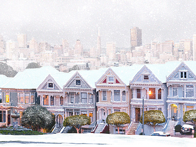 Snow in SF! alamo square photoshop san francisco snow