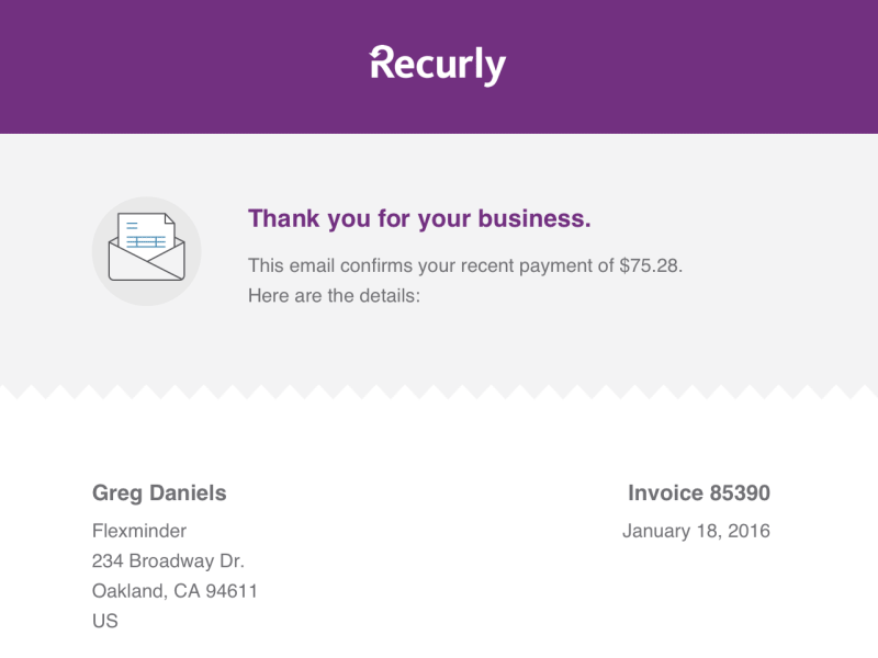 Invoice Email Redesign recurly invoice email
