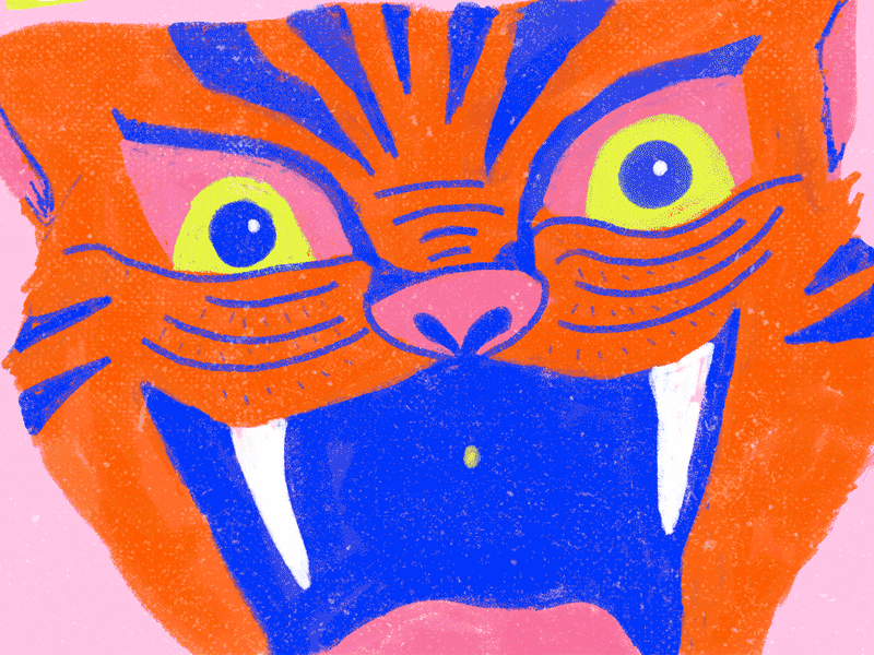 Tiger's Cave animal illustration animated gif tiger