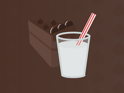 Chocolate Cake with a Glass of Milk cake chocolate kisses concept cookies design food glass illustration milk