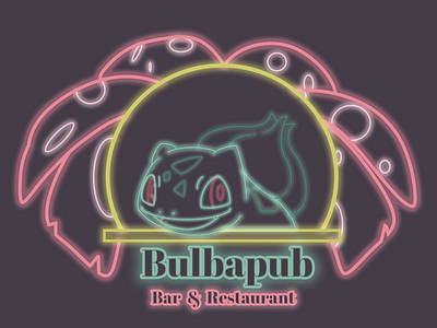 Pokémon Themed Bar & Restaurant Sign bar concept design food illustration logo neon neon light neon sign pokemon pokemon art pub restaurant